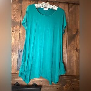 S Green Rayon Blend Shirt Dress